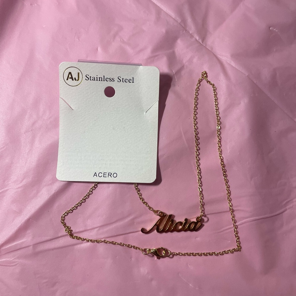 Alicia name Gold Stainless Steel Necklace